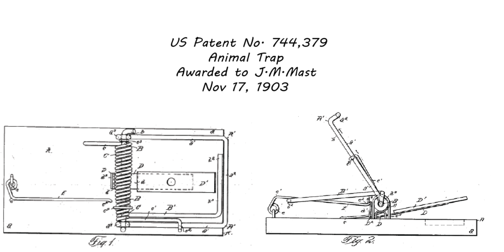 Original mouse trap patent whose design is still identical to today's spring mouse trap