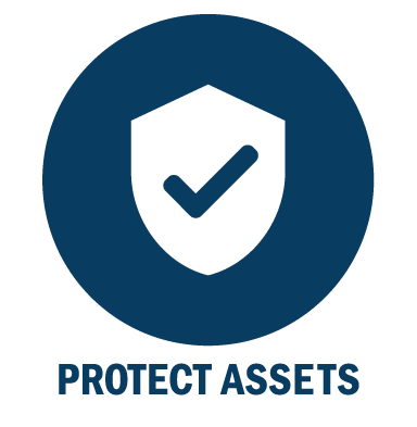 Simple icon with Protect Assets - the true goal of risk management