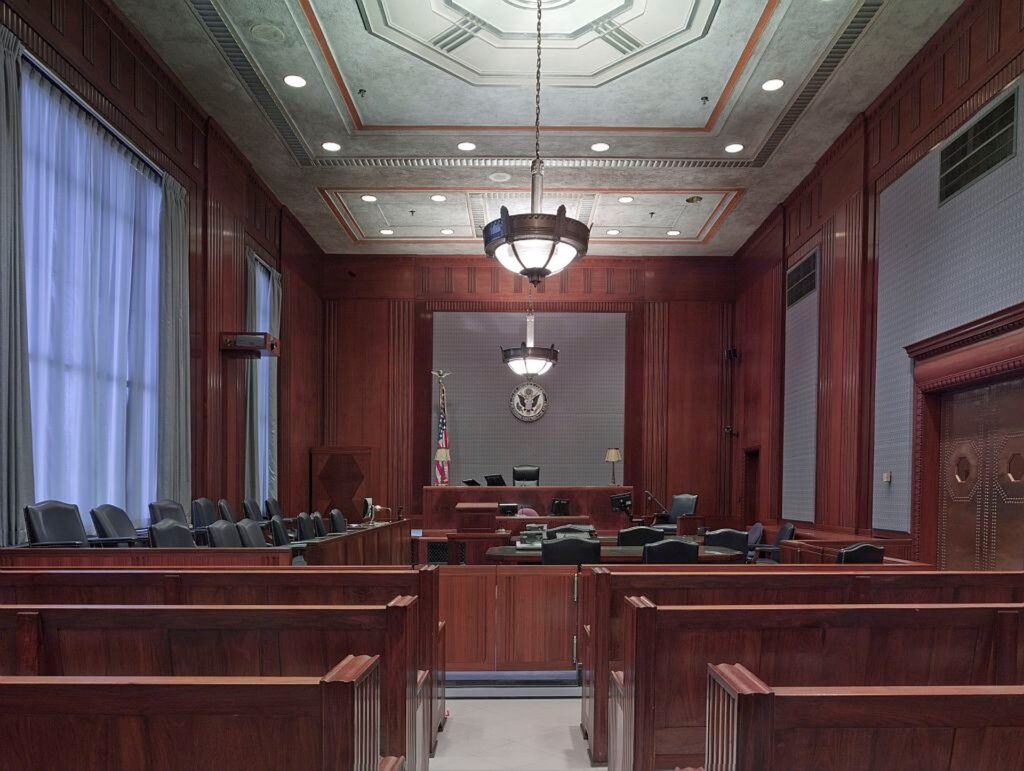 Courtroom representing numerous expert witness engagements